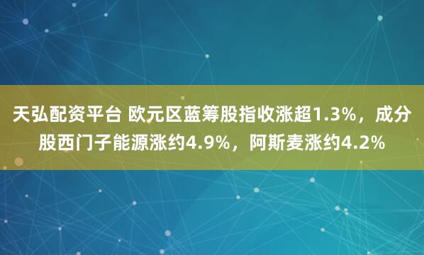 天弘配资平台 欧元区蓝筹股指收涨超1.3%，成分股西门子能源涨约4.9%，阿斯麦涨约4.2%