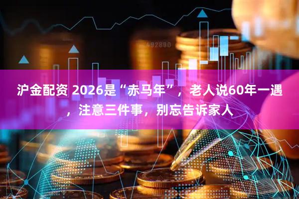 沪金配资 2026是“赤马年”,老人说60年一遇,注意三件事,别忘告诉家人